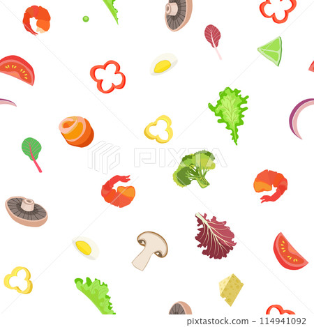 Salads ingredients set seamless vector Salads ingredients set seamless vector 114941092