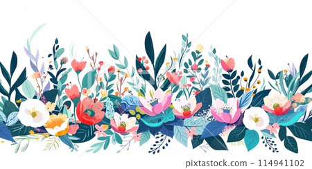Flowers and leaves, brawn in watercolor . Floral background, wallpaper for design 114941102