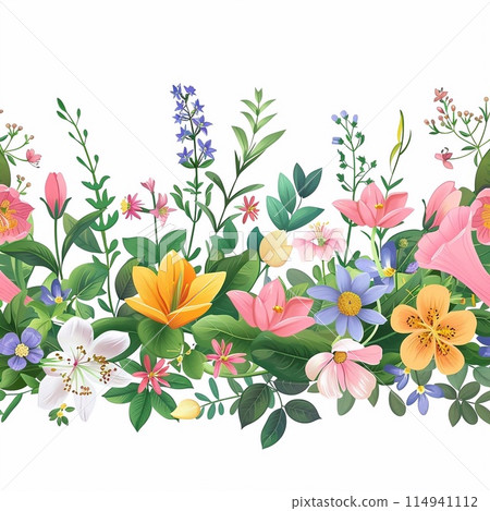 Flowers and leaves, brawn in watercolor . Floral background, wallpaper for design 114941112