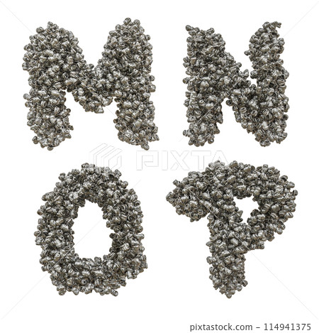 Crushed aluminium can capital letter alphabet - letters M-P Crushed aluminium can capital letter alphabet - letters M-P 114941375