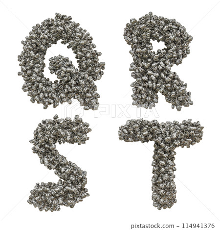 Crushed aluminium can capital letter alphabet - letters Q-T Crushed aluminium can capital letter alphabet - letters Q-T 114941376