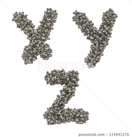Crushed aluminium can capital letter alphabet - letters X-Z Crushed aluminium can capital letter alphabet - letters X-Z 114941378