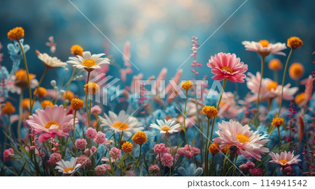 Pink Flowers on Pink Wall 114941542