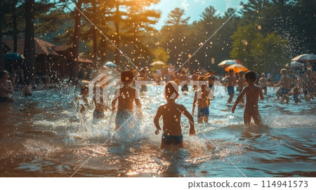 Children Playing in the Water 114941573