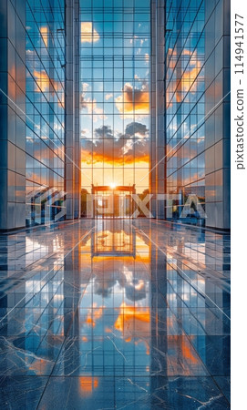 Glass Hallway Leading to the Sky 114941577