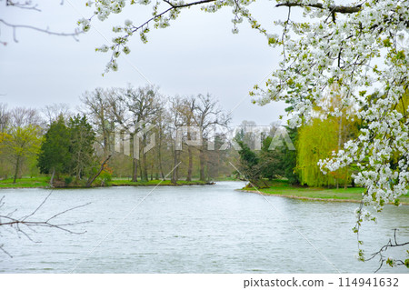 Beautiful landscape and lake in the park of the Lednice Valtice Cultural Landscape, Czech Republic Beautiful landscape and lake in the park of the Lednice Valtice Cultural Landscape, Czech Republic 114941632