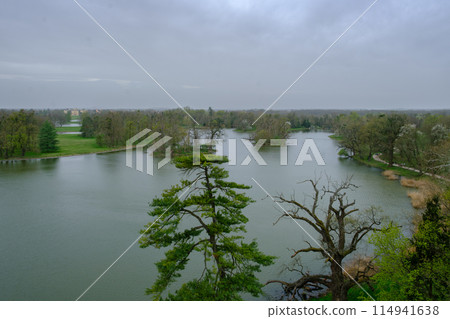 Panoramic view from the minaret of Lednice Valtice cultural landscape, South Moravia, Czech Republic Panoramic view from the minaret of Lednice Valtice cultural landscape, South Moravia, Czech Republic 114941638
