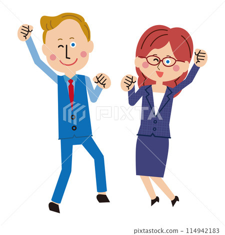 流行外籍講師作品全身男女微笑跳躍 114942183