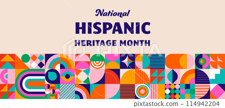 National hispanic heritage month celebration. Background, banner and card with flowers. Geometric National hispanic heritage month celebration. Background, banner and card with flowers. Geometric 114942204