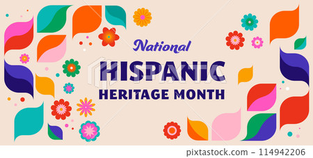 National hispanic heritage month celebration. Background, banner and card with flowers. Geometric National hispanic heritage month celebration. Background, banner and card with flowers. Geometric 114942206
