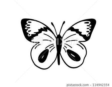 Monochrome butterfly silhouette cut out black 114942354