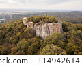 Aerial drone photo of the old Pajstun Castle ruins in autumn, Slovakia 114942614