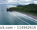 Khalaktyrsky beach with black sand on Kamchatka peninsula, Russia, Pacific ocean 114942616