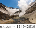 The Mutnovsky volcano crater with fumaroles 114942619