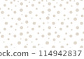 Polka dot seamless pattern, vector monochrome subtle texture in soft pastel colors, white beige. Abstract repeat background with randomly scattered circles. Design for prints, textile, invitations Polka dot seamless pattern, vector monochrome subtle texture in soft pastel colors, white beige. Abstract repeat background with randomly scattered circles. Design for prints, textile, invitations 114942837