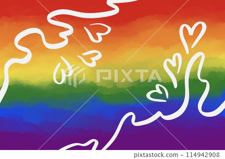 Pride month celebration, gay couple lesbian LGBTQ gender gradient shape heart love rainbow illustration paper texture 114942908