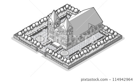 Vector illustration of a three-dimensional ceremony hall from a bird's-eye view Vector illustration of a three-dimensional ceremony hall from a bird's-eye view 114942964