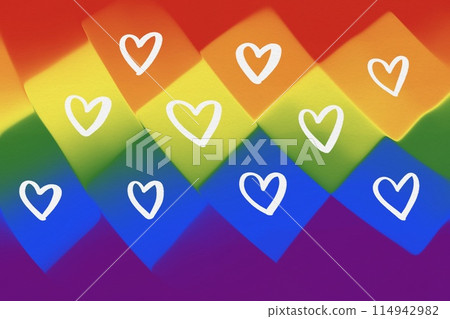 Pride month celebration, gay couple lesbian LGBTQ gender gradient shape heart love rainbow illustration paper texture Pride month celebration, gay couple lesbian LGBTQ gender gradient shape heart love rainbow illustration paper texture 114942982