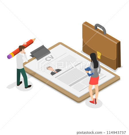 3D Isometric Flat Illustration of Hiring Process Set, HR Recruitment Scenes. Item 2 114943737
