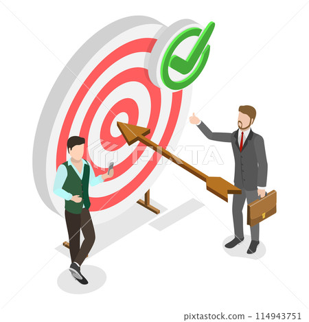3D Isometric Flat Illustration of Online Marketing Campaign, Finding and Analyzing the Target Audience. Item 1 114943751