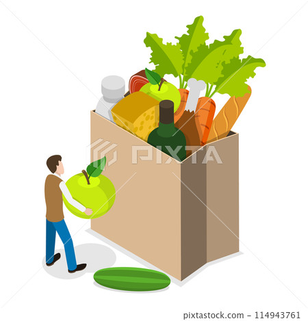 3D Isometric Flat Illustration of Local Food, Fresh Organic Fruites and Vegetables. Item 3 3D Isometric Flat Illustration of Local Food, Fresh Organic Fruites and Vegetables. Item 3 114943761