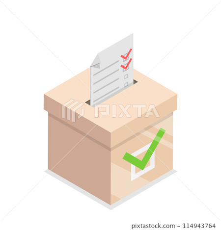 3D Isometric Flat Illustration of Voting Box Set, Poll and Survey. Item 2 114943764