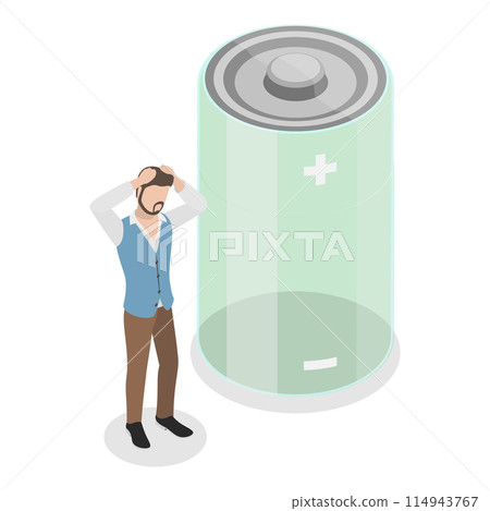 3D Isometric Flat Illustration of Energetic And Tired Businessman, Professional Burnout Syndrome. Item 1 3D Isometric Flat Illustration of Energetic And Tired Businessman, Professional Burnout Syndrome. Item 1 114943767