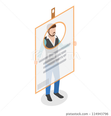 3D Isometric Flat Illustration of Identification Badge, identity Card with Personal Information. Item 2 114943796
