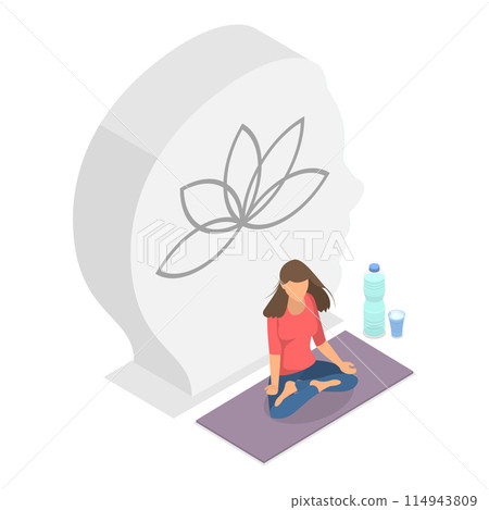 3D Isometric Flat Illustration of Psychology And Mental Health, Therapy and Counselling Services. Item 3 114943809