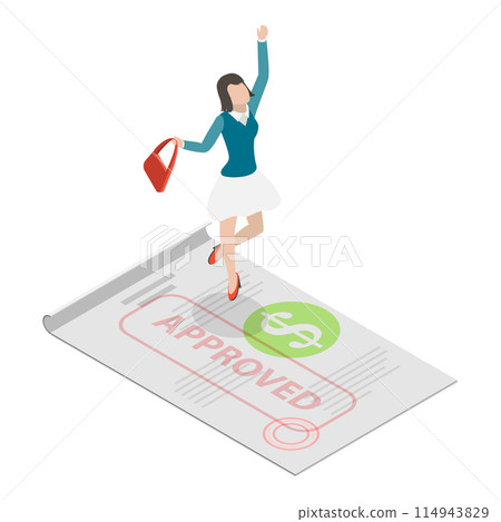 3D Isometric Flat Illustration of Bank Credit, Money Borrowing. Item 3 114943829