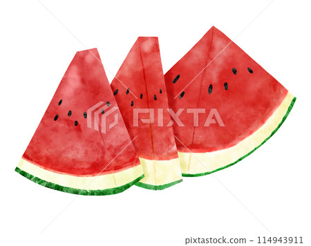 Watercolor cut watermelon 114943911