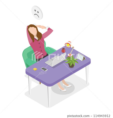 3D Isometric Flat Vector Illustration of Boring Meeting, Team Falling Asleep. Item 3 114943912