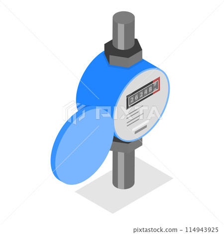 3D Isometric Flat Vector Set of Gas, Water And Electricity Measuring, Industrial and Household Meters. Item 4 114943925