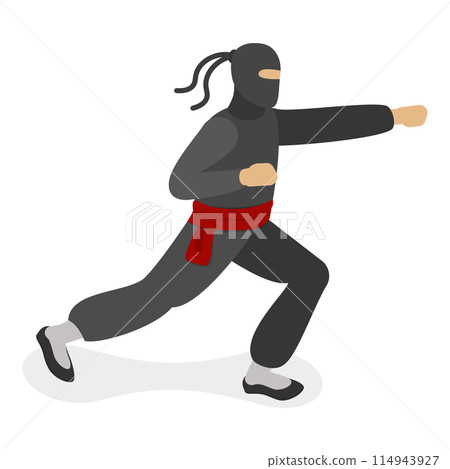 3D Isometric Flat Vector Set of Ninja Warriors, Fighting Poses. Item 4 114943927