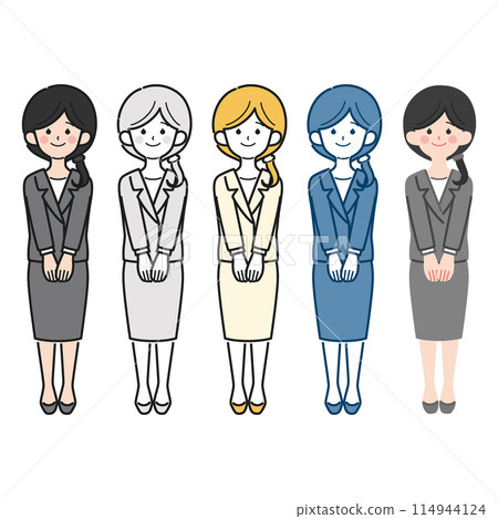 Simple and cute full-body vector illustration of a working woman, OL, suit 114944124
