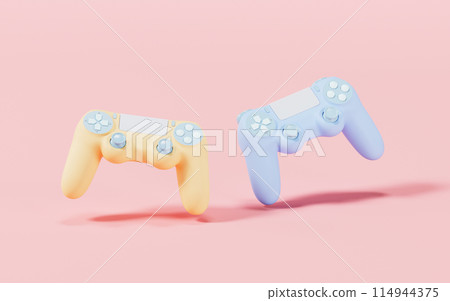 Classic game pad with pink background, 3d Classic game pad with pink background, 3d 114944375
