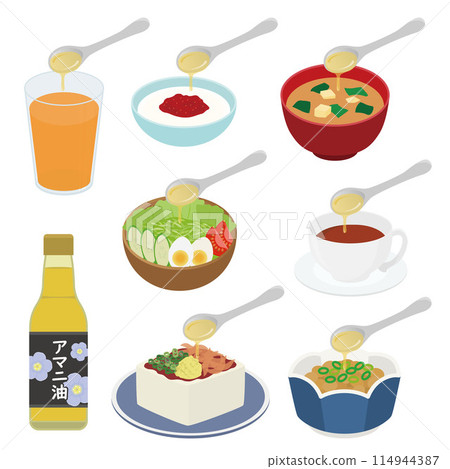 Illustrations of life with linseed oil Illustrations of life with linseed oil 114944387
