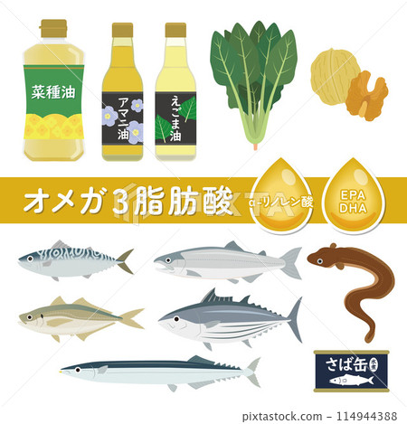 Omega 3 fatty acids illustration set 114944388