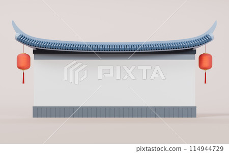 Ancient Chinese blank banner wall, 3d rendering. Ancient Chinese blank banner wall, 3d rendering. 114944729