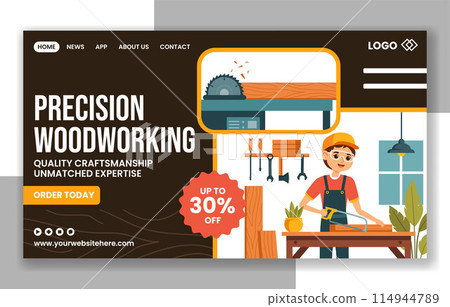 Woodworking Social Media Landing Page Cartoon Hand Drawn Templates Background Illustration Woodworking Social Media Landing Page Cartoon Hand Drawn Templates Background Illustration 114944789