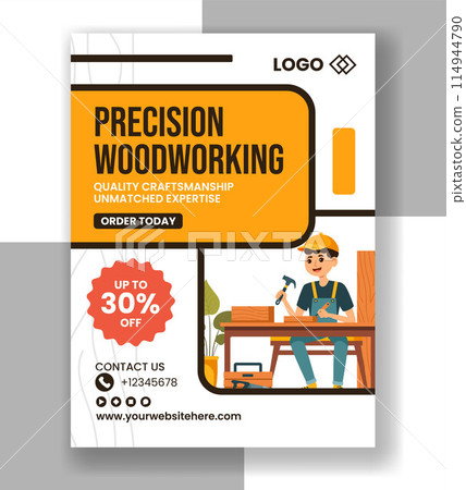Woodworking Vertical Poster Flat Cartoon Hand Drawn Templates Background Illustration Woodworking Vertical Poster Flat Cartoon Hand Drawn Templates Background Illustration 114944790