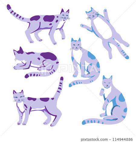 Set of cute adorable cat characters. Funny cats in different poses. Vector illustration. Set of cute adorable cat characters. Funny cats in different poses. Vector illustration. 114944886
