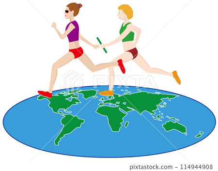 Illustration of a women's relay event in track and field. Illustration of a women's relay event in track and field. 114944908