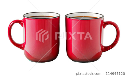 Pair of red mugs Transparent background 114945120