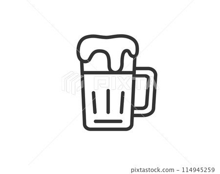 杯子裡的生啤酒圖示(線條畫)的插圖 杯子裡的生啤酒圖示(線條畫)的插圖 114945259