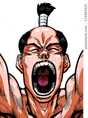 Illustration of a naked man cheering Illustration of a naked man cheering 114945925