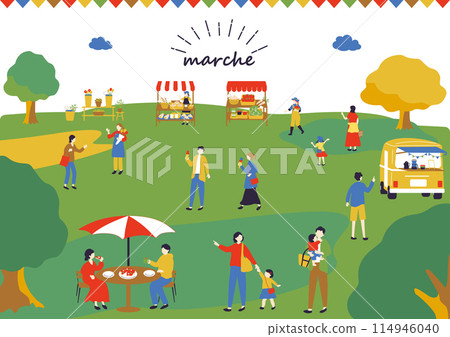 Marche People enjoying at the holiday market 114946040