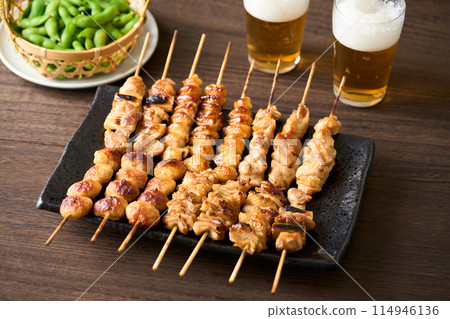 Yakitori served on a platter Yakitori served on a platter 114946136