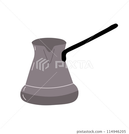 Traditional turkish cezve coffee. morning handle, vintage kitchen, retro aroma traditional turkish cezve coffee sign. isolated symbol vector illustration Traditional turkish cezve coffee. morning handle, vintage kitchen, retro aroma traditional turkish cezve coffee sign. isolated symbol vector illustration 114946205