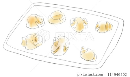 烤盤上麵包的插圖 114946302